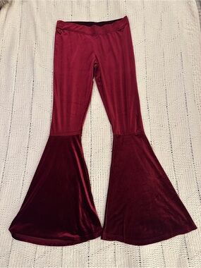Rock & Roll Cowgirl Burgundy Velvet Flare Pants